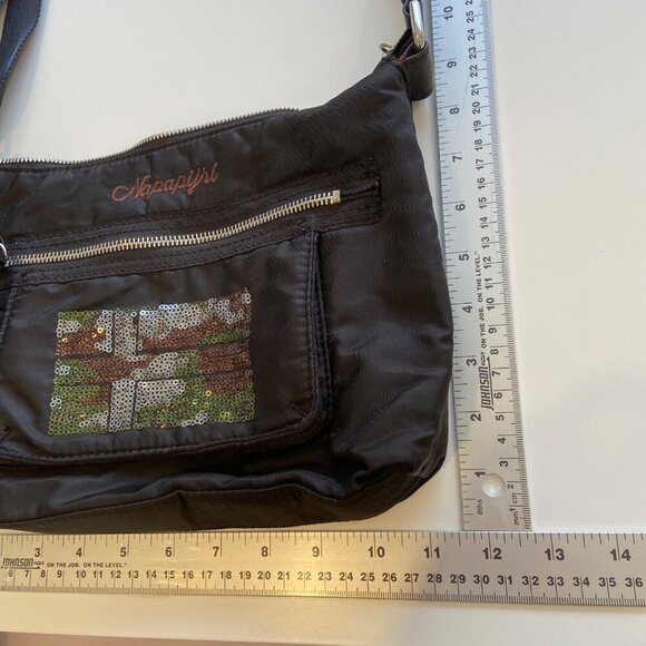 Napapijri Black Crossbody Bag With Sequined Front Pocket & Adjustable Strap - Picture 10 of 13